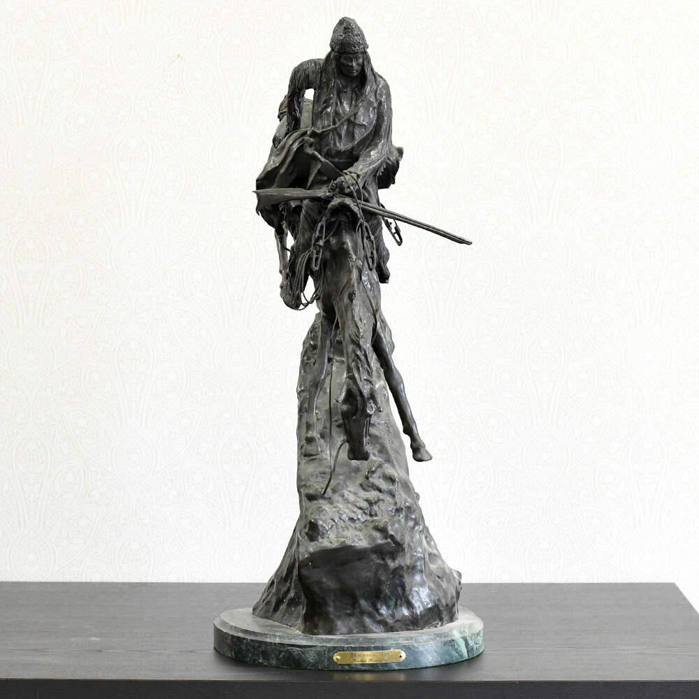 Bronze Mountain Man Sculpture After Frederic Remington-3