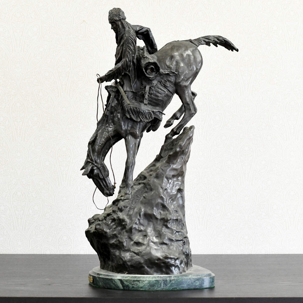 Bronze Mountain Man Sculpture After Frederic Remington-1