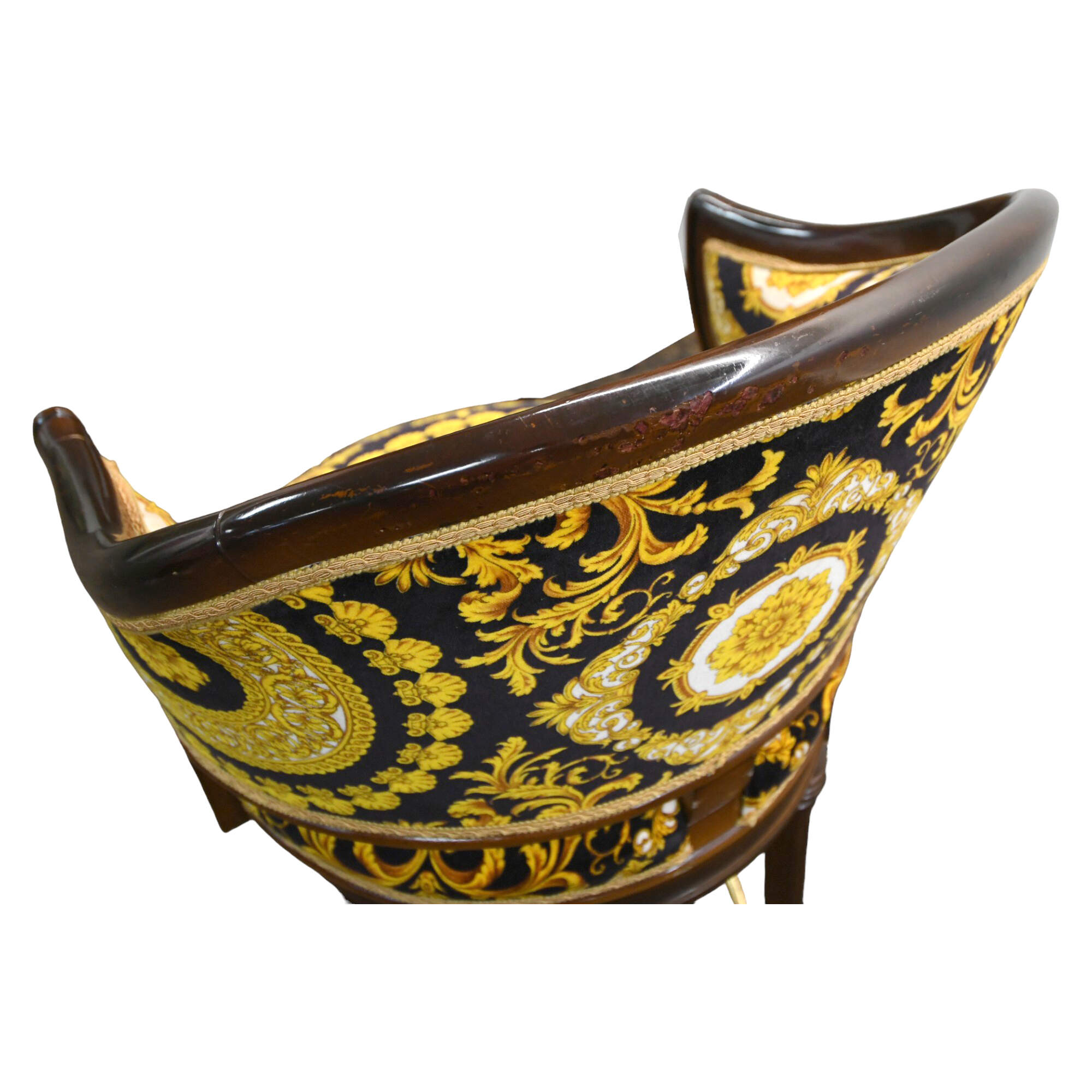 Black and Gold Print Wood Bar Stool-6