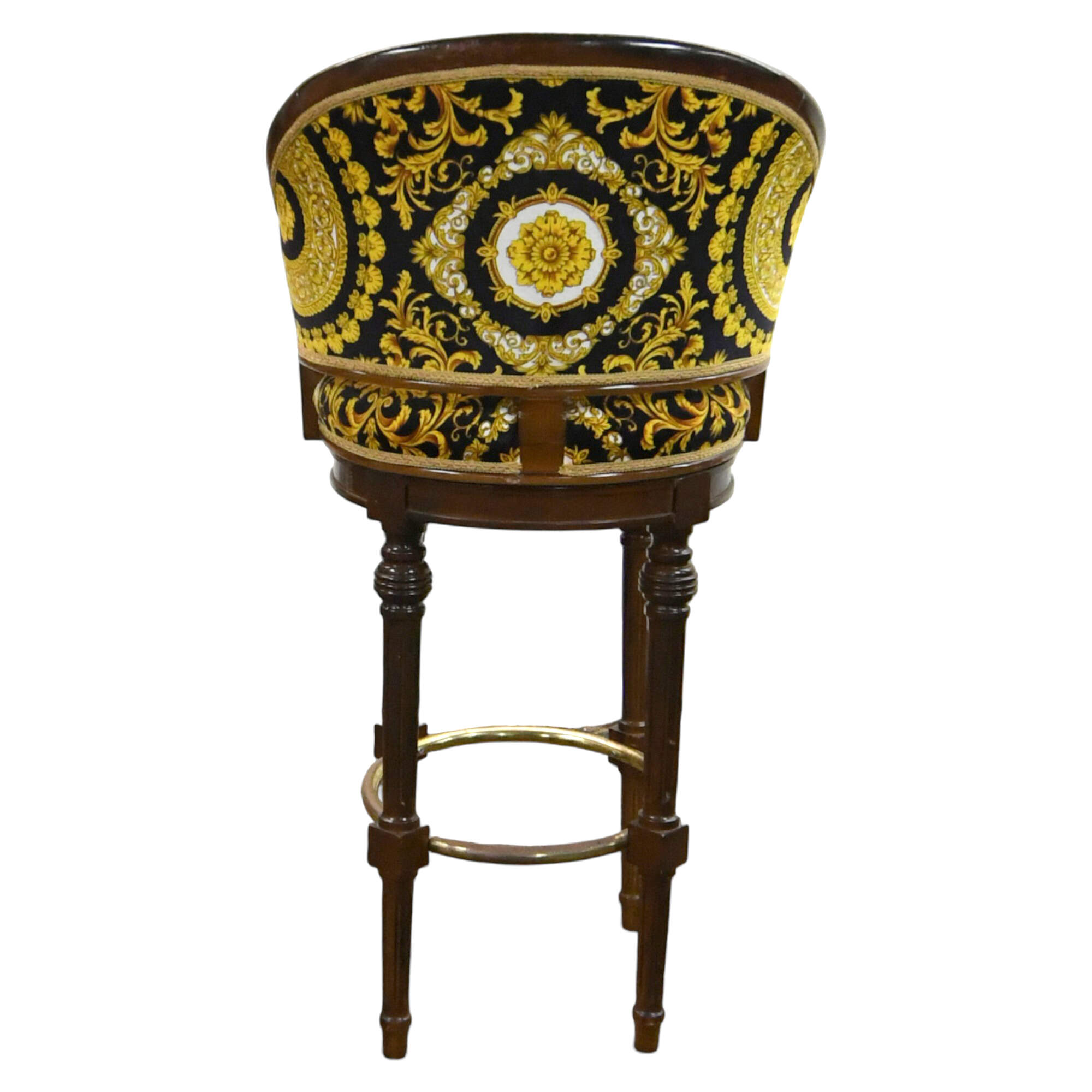 Black and Gold Print Wood Bar Stool-3