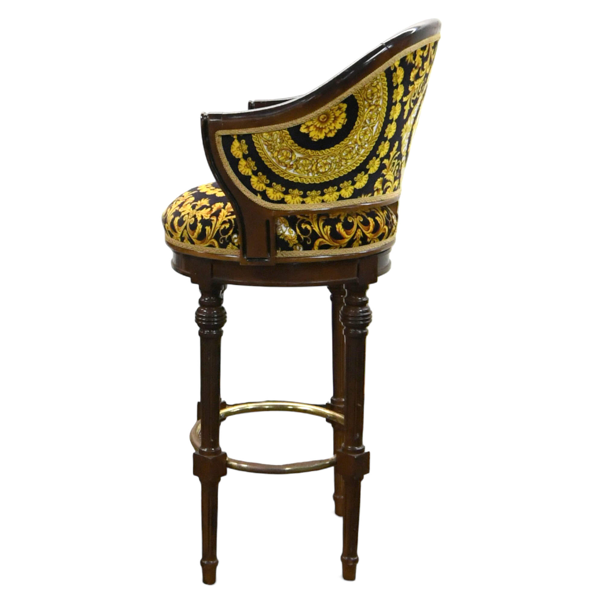 Black and Gold Print Wood Bar Stool-2