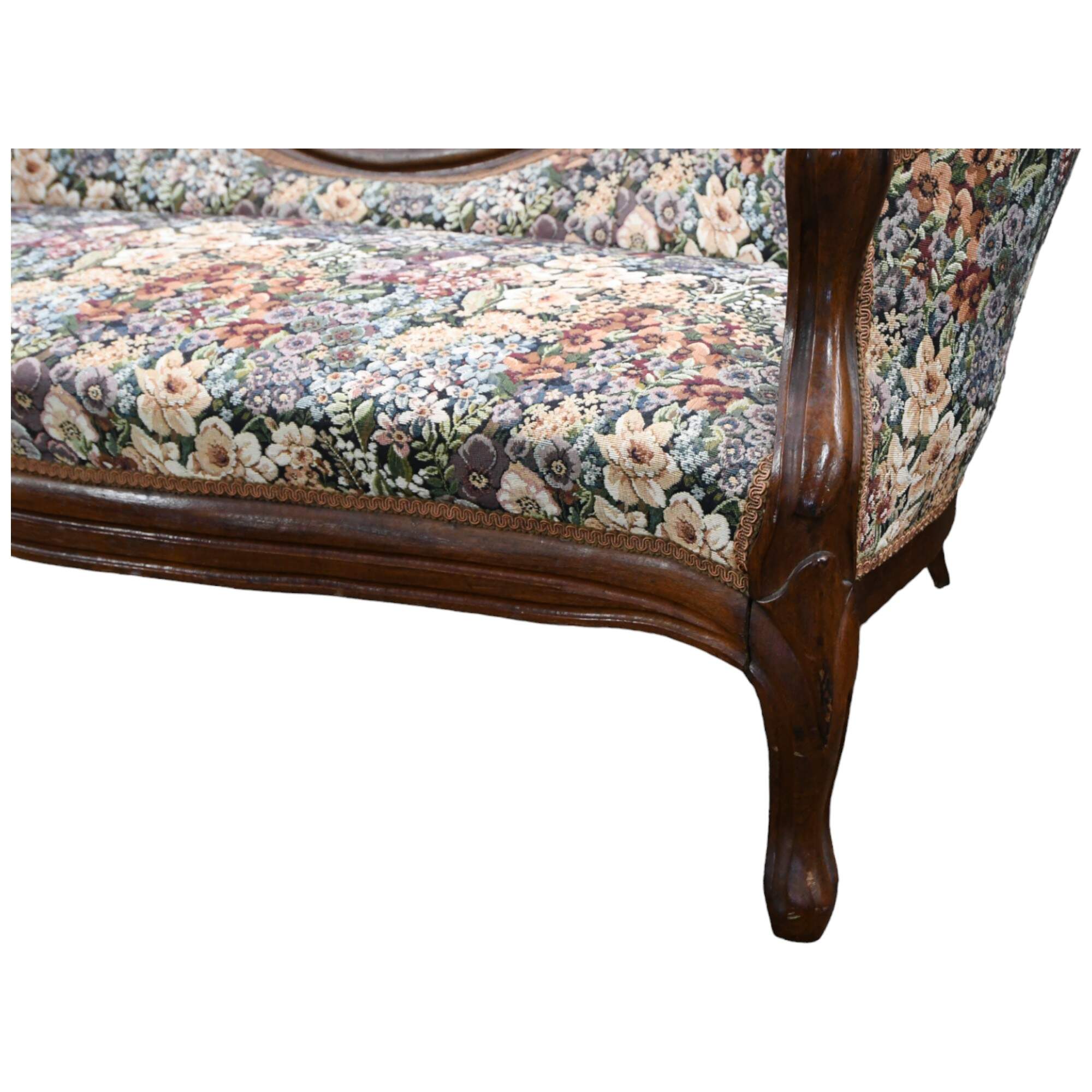 Antique Victorian Medallion Back Parlor Sofa-8