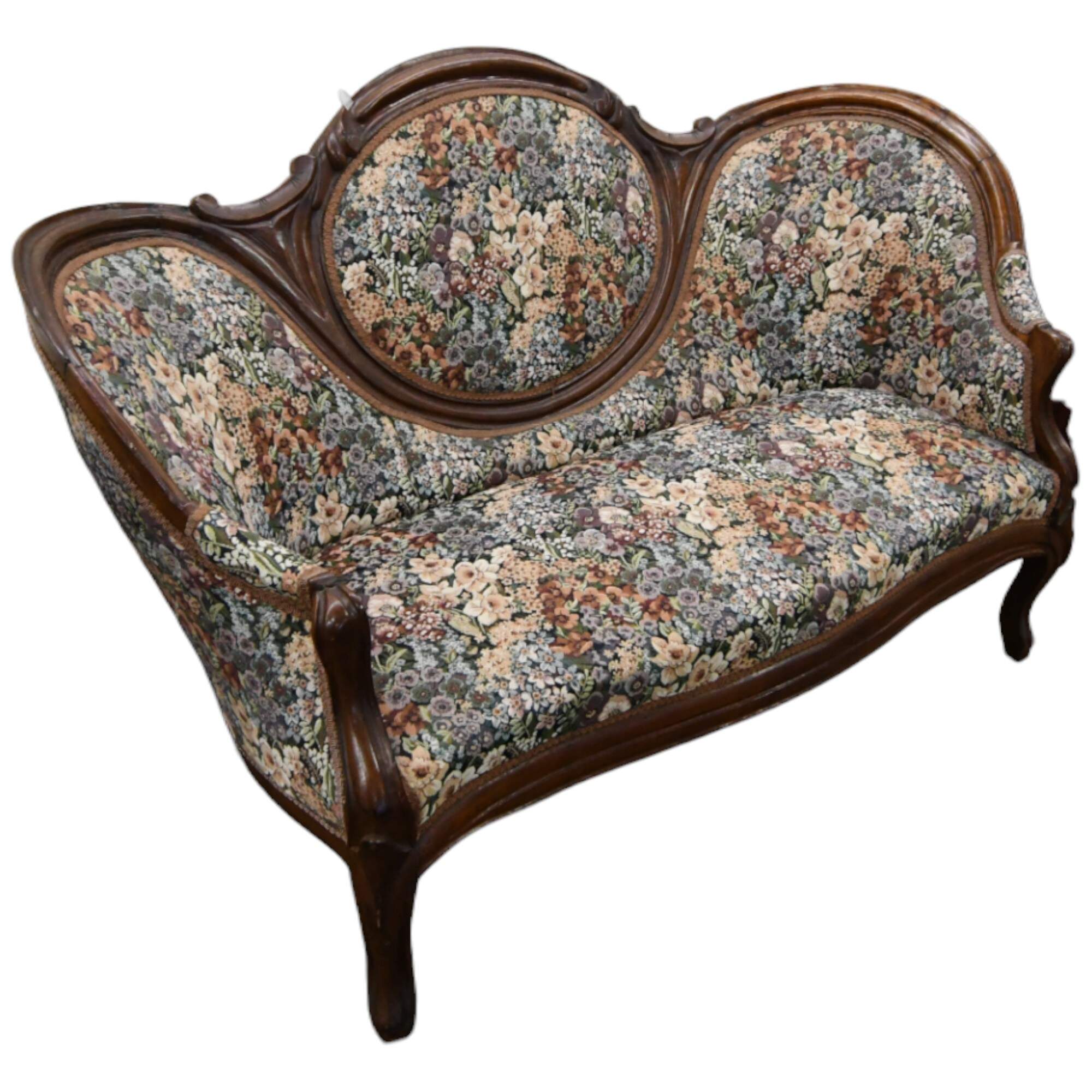 Antique Victorian Medallion Back Parlor Sofa-2