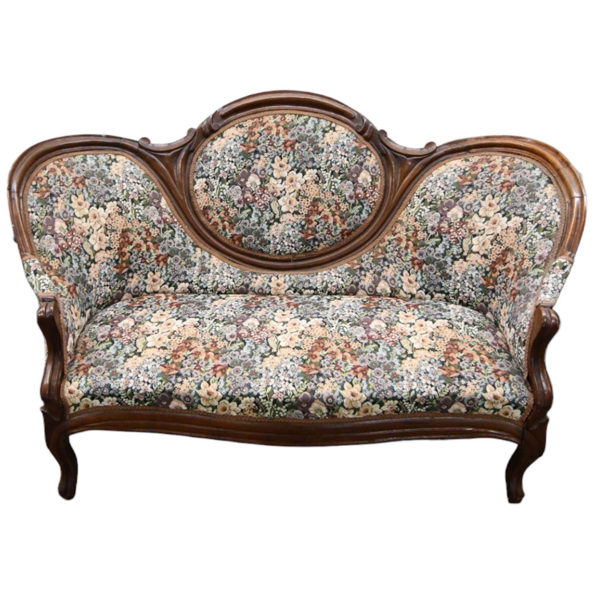 Antique Victorian Medallion Back Parlor Sofa-1