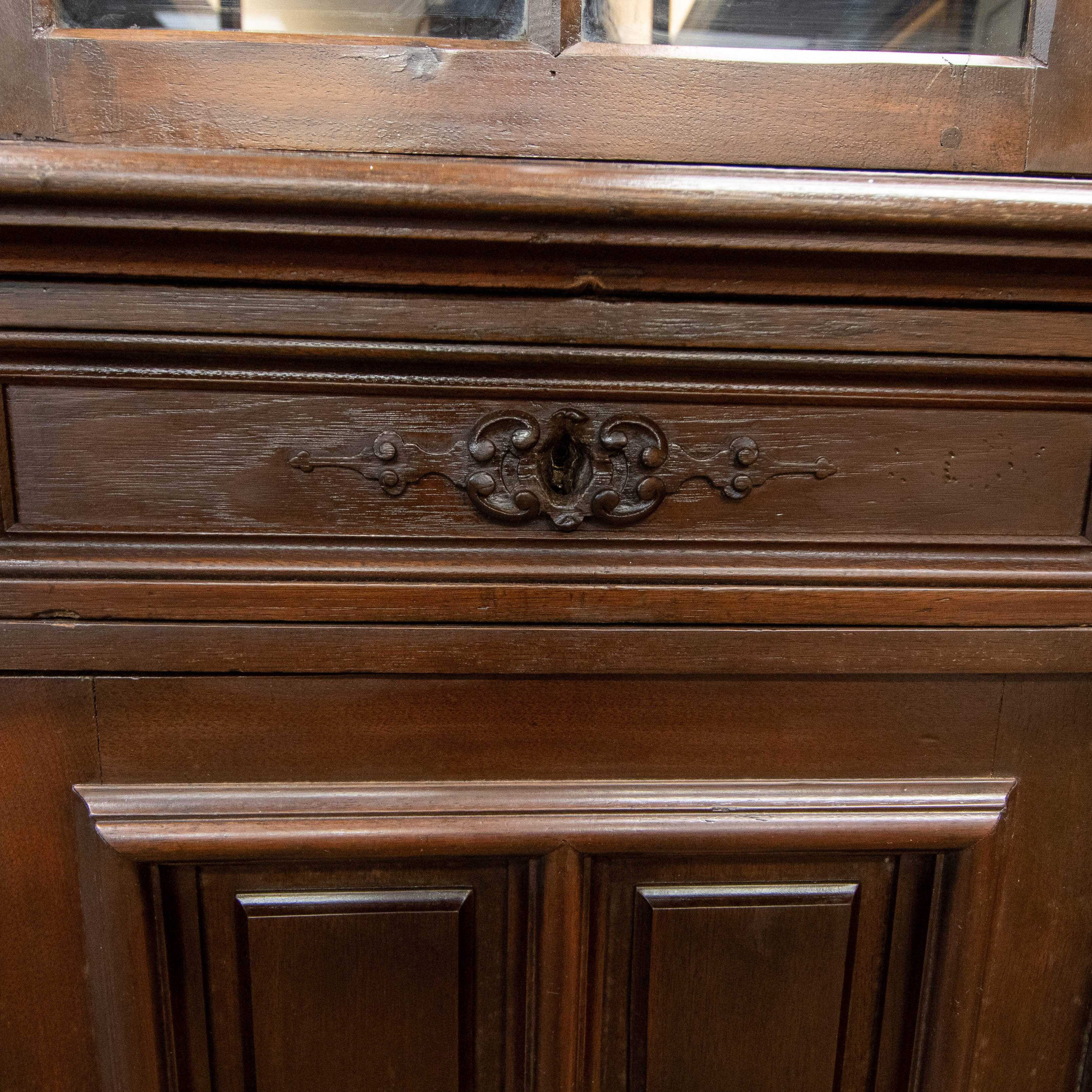 Antique Victorian Hand Carved China Cabinet-7