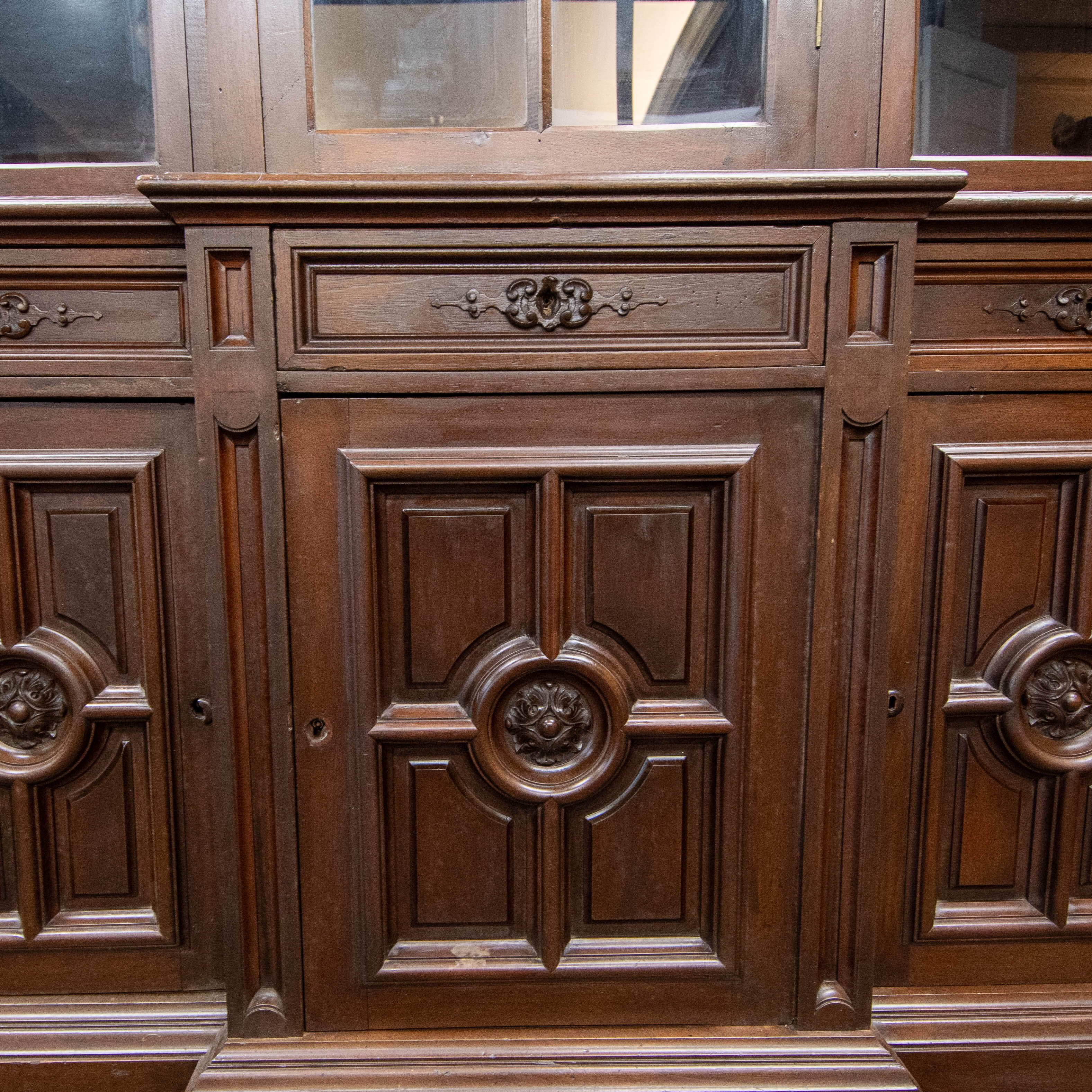 Antique Victorian Hand Carved China Cabinet-6