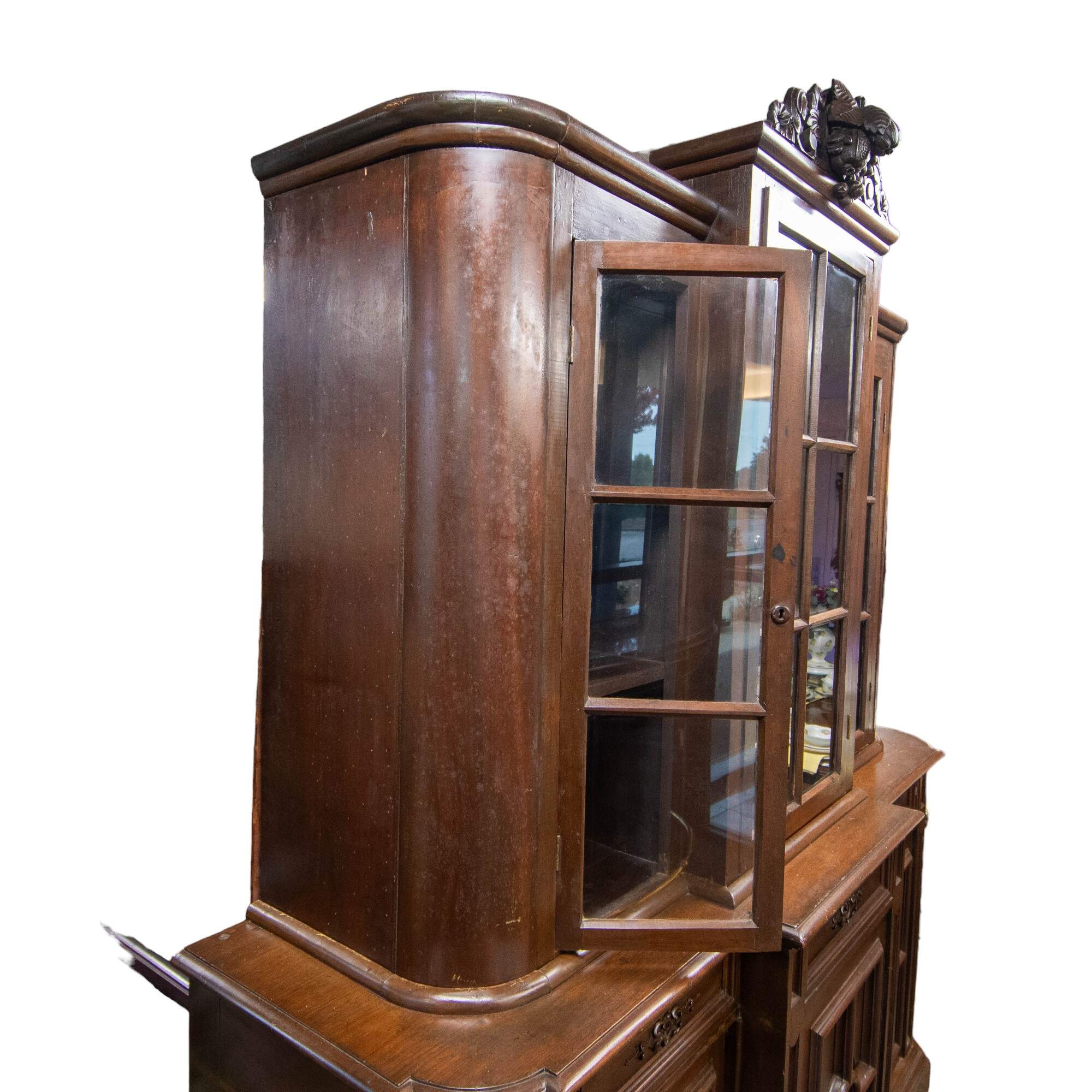 Antique Victorian Hand Carved China Cabinet-5