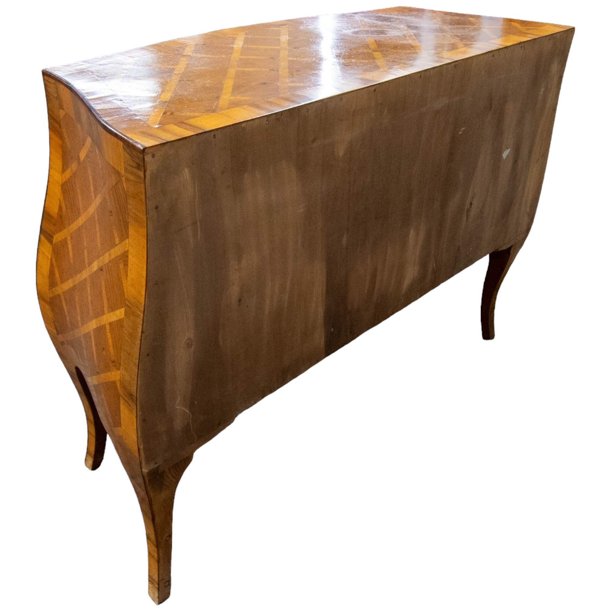 Antique Wood Italian Weave Pattern Sideboard-4