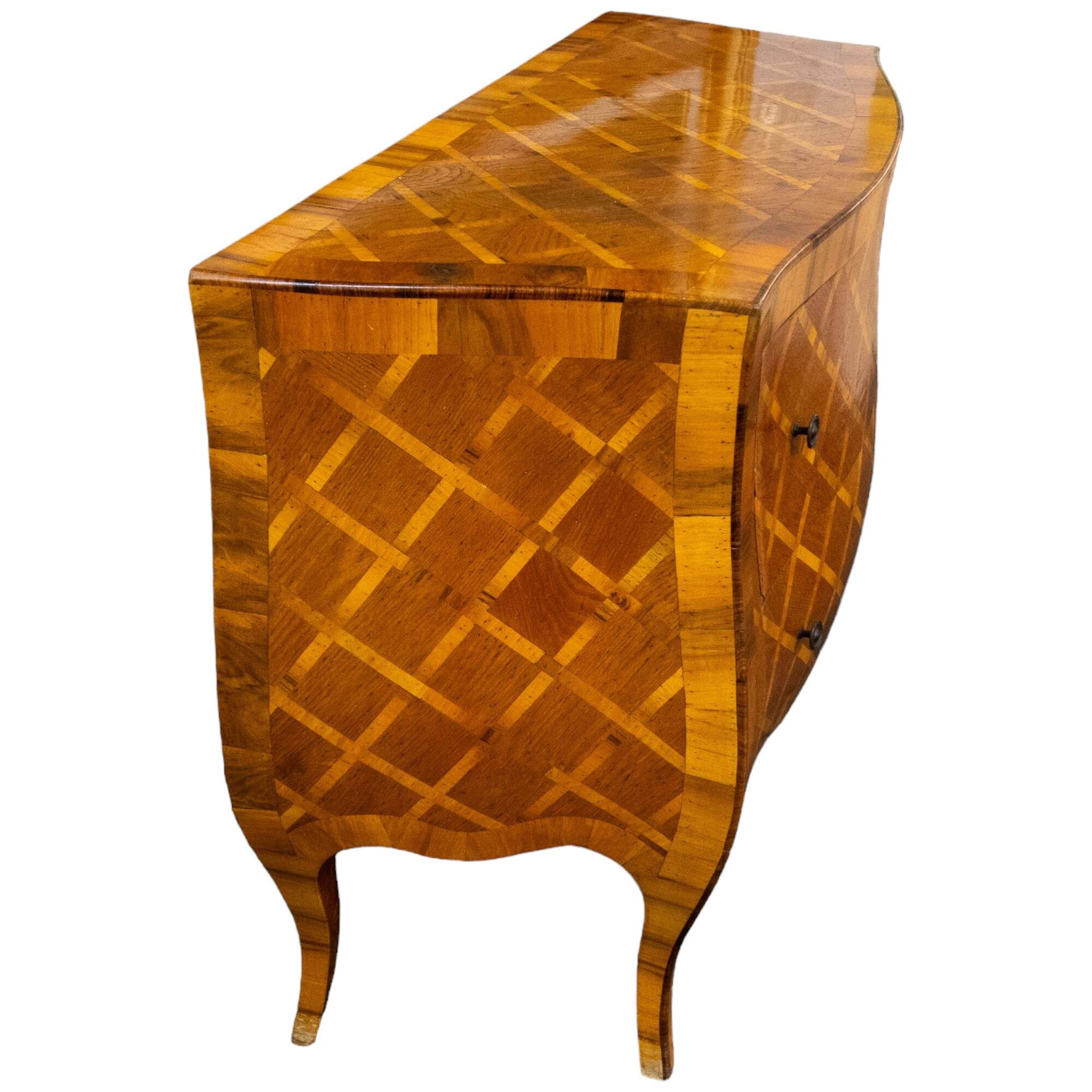 Antique Wood Italian Weave Pattern Sideboard-3