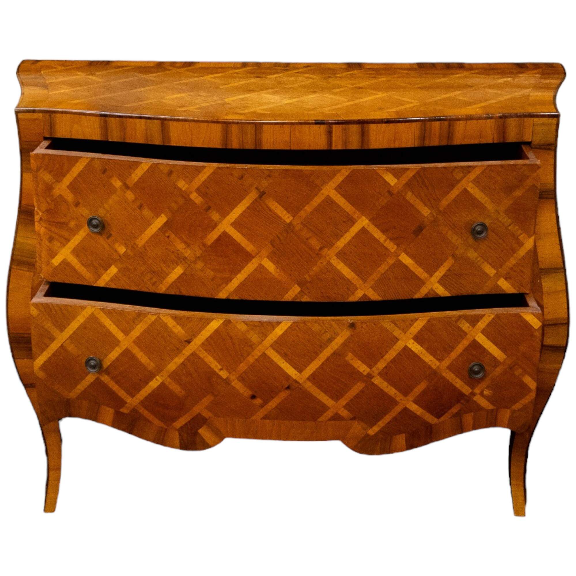 Antique Wood Italian Weave Pattern Sideboard-1