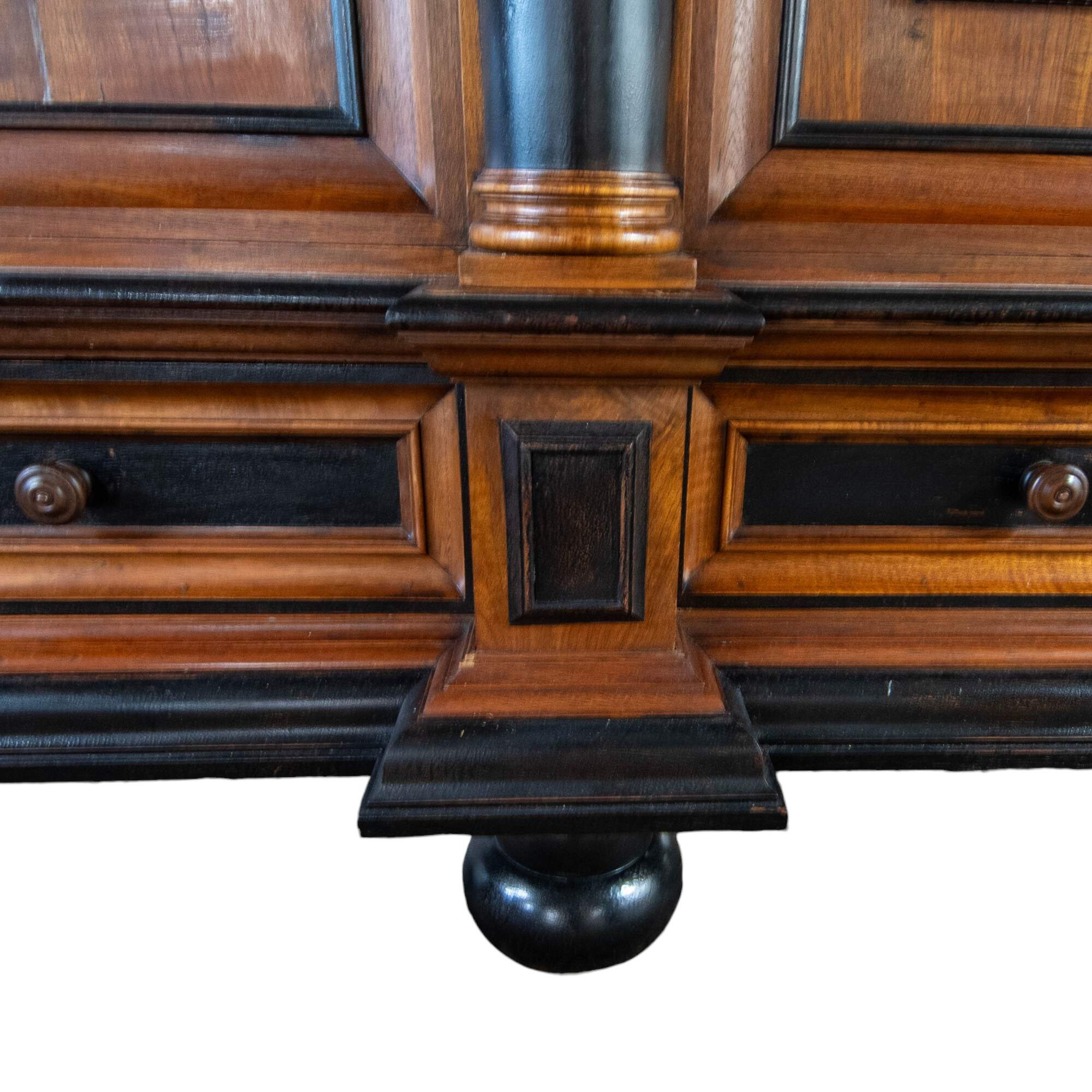 Antique Dutch Kussenkast Baroque Mahogany and Painted Black Cupboard-6