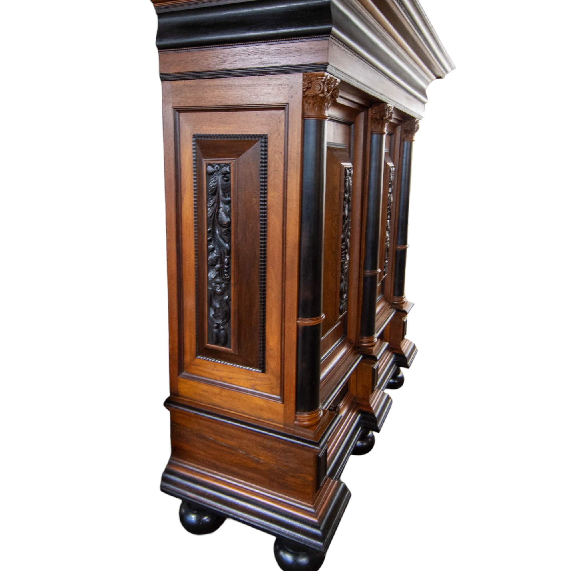 Antique Dutch Kussenkast Baroque Mahogany and Painted Black Cupboard-3