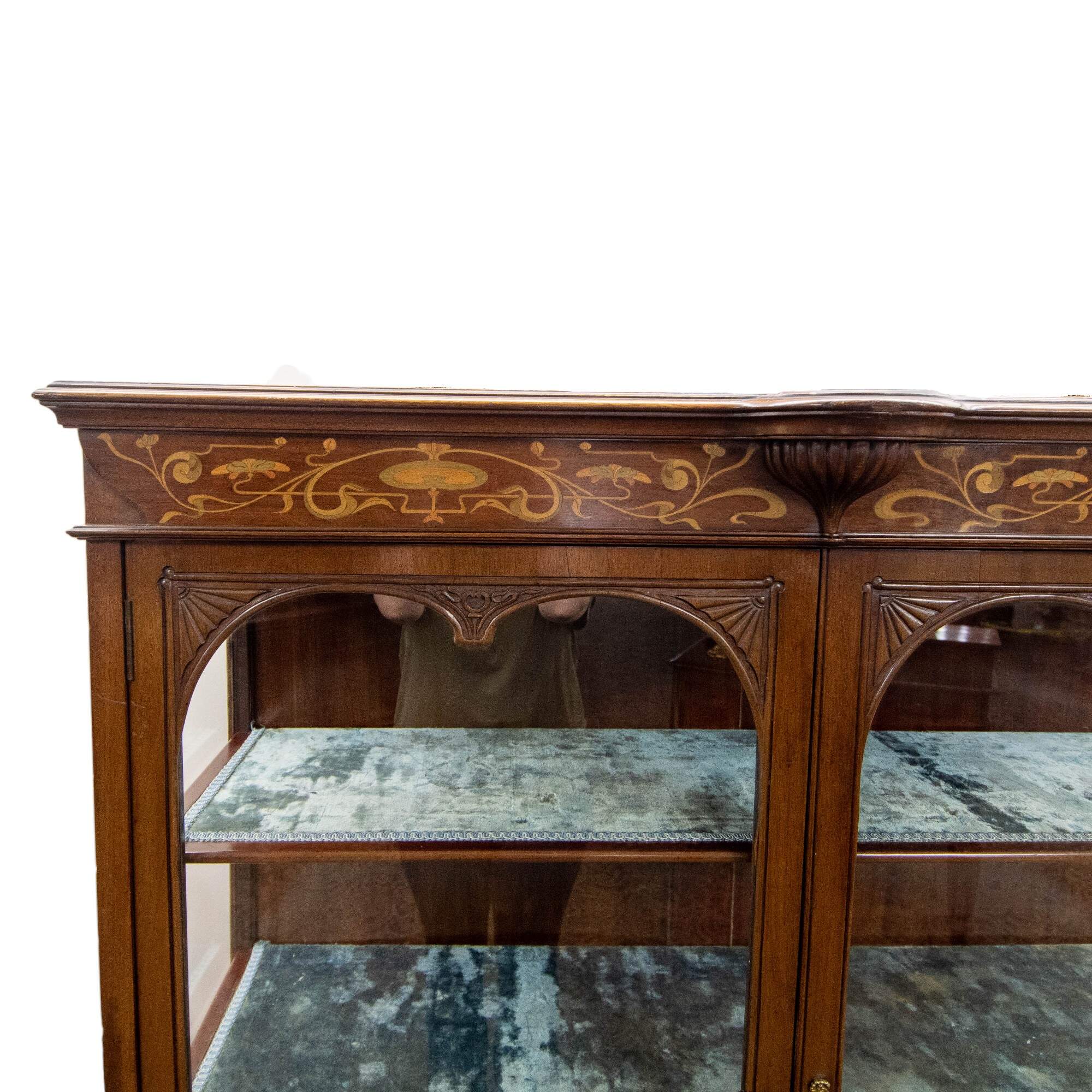 Art Nouveau Inlaid Display Cabinet-7