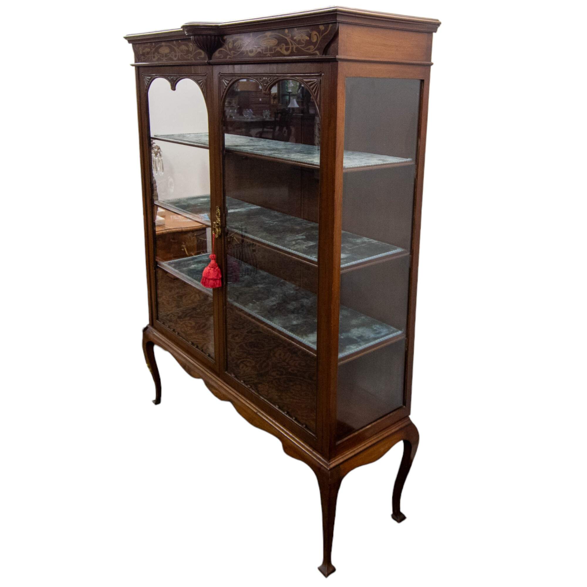 Art Nouveau Inlaid Display Cabinet-3