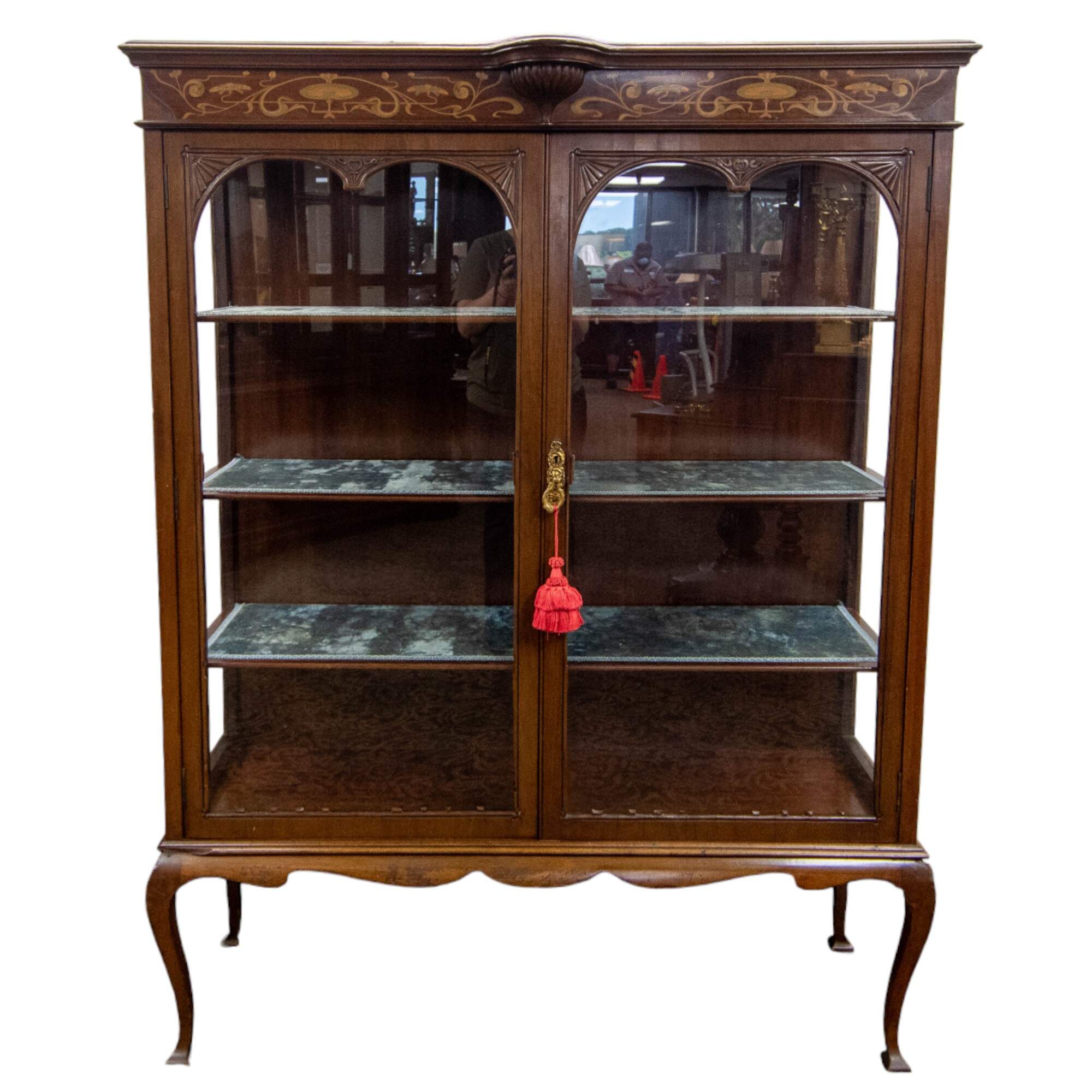 Art Nouveau Inlaid Display Cabinet-1