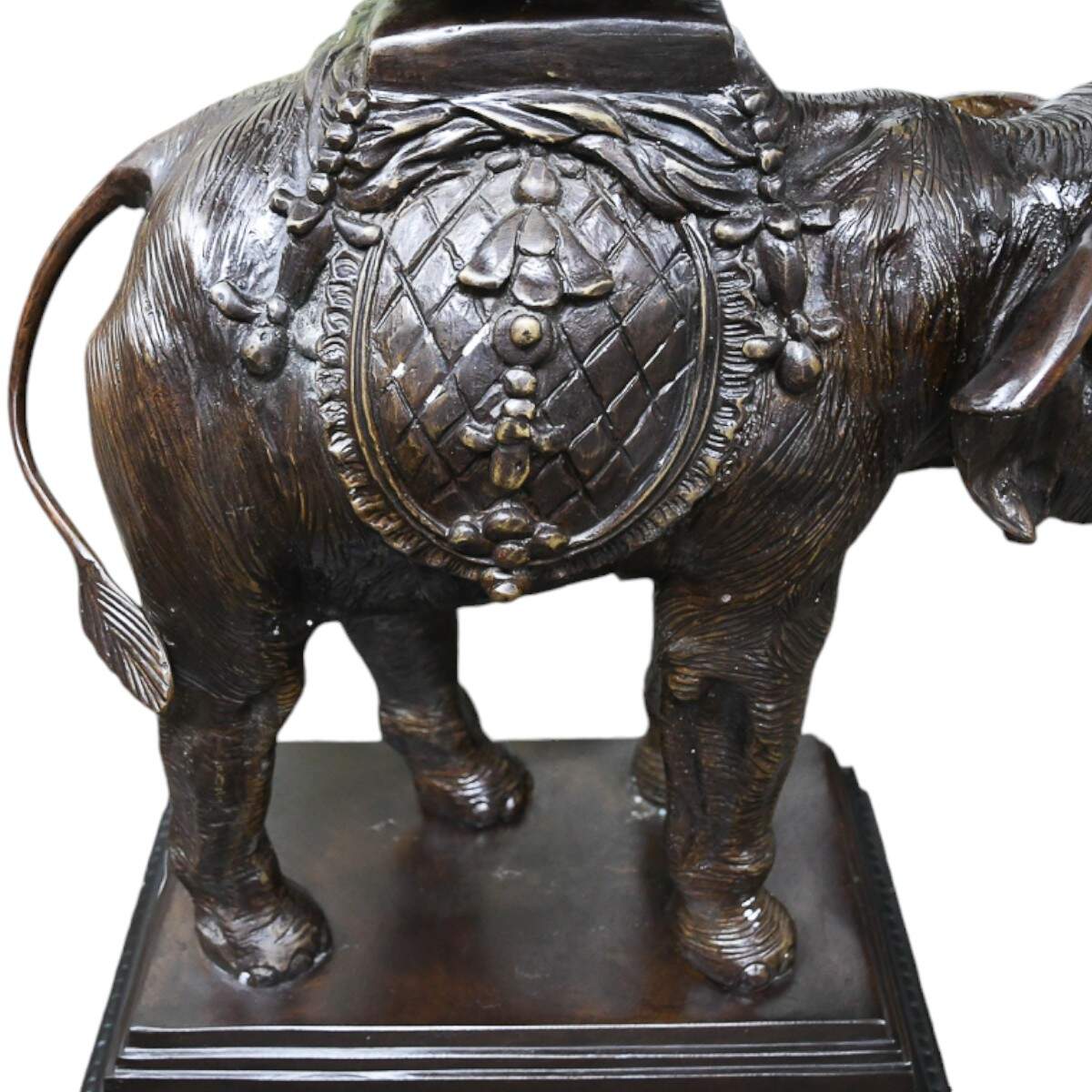 Bronze Elephant and Woven Basket Planter-3