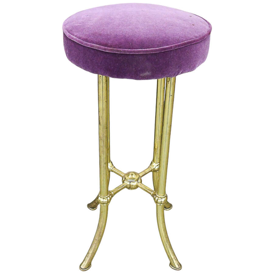 Individual Round Purple Velvet and Brass Barstool-15