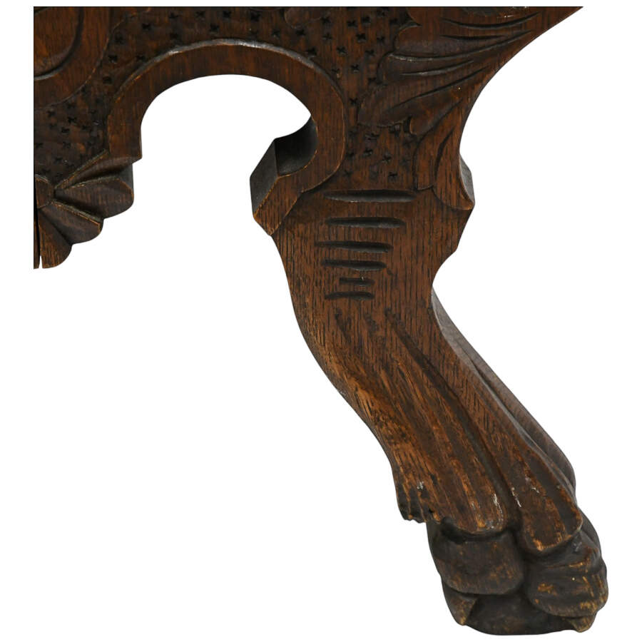 Antique Handcrafted Oak Sgabello Griffon Hall Chair-8