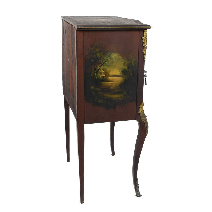 Antique 19th-Century Hand-Painted and Ormolu Cabinet-5