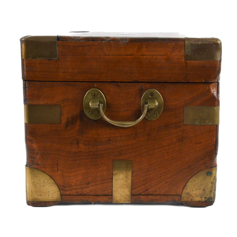 Antique Camphor Wood Tool Chest with Brass Hardware-5