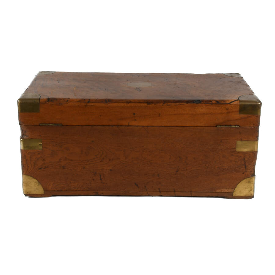 Antique Camphor Wood Tool Chest with Brass Hardware-4