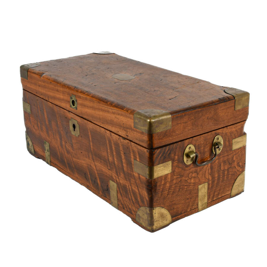 Antique Camphor Wood Tool Chest with Brass Hardware-2