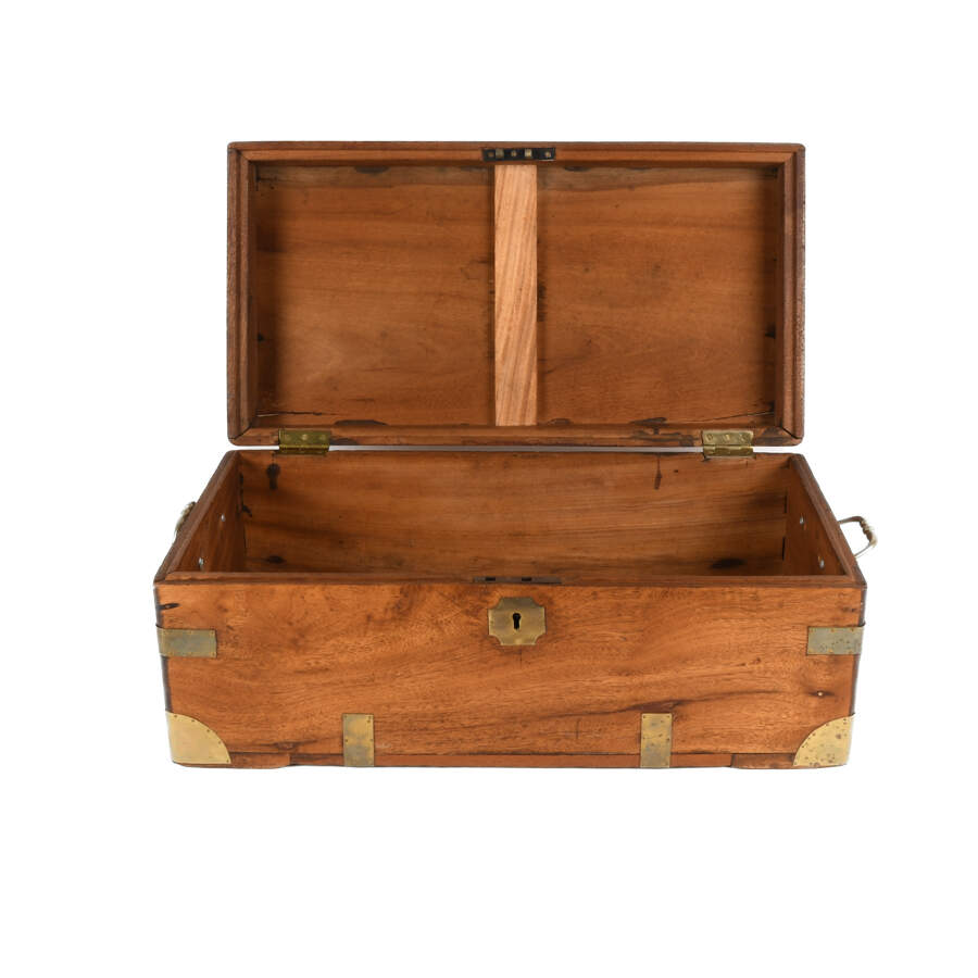 Antique Camphor Wood Tool Chest with Brass Hardware-14