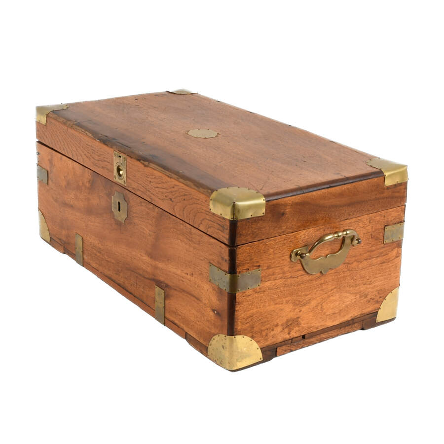 Antique Camphor Wood Tool Chest with Brass Hardware-11
