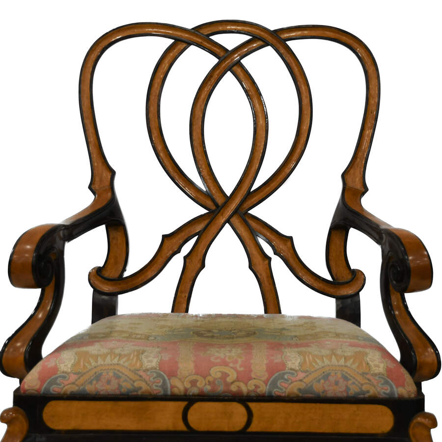 Pair of Georgina Ribbon Back Arm Chairs-7