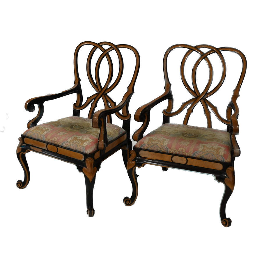 Pair of Georgina Ribbon Back Arm Chairs-6