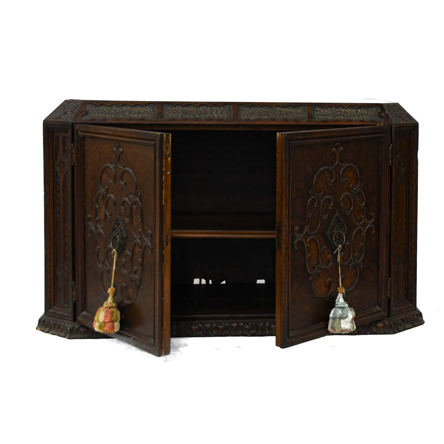 Chinese Carved Medallion Sideboard Cabinet-4