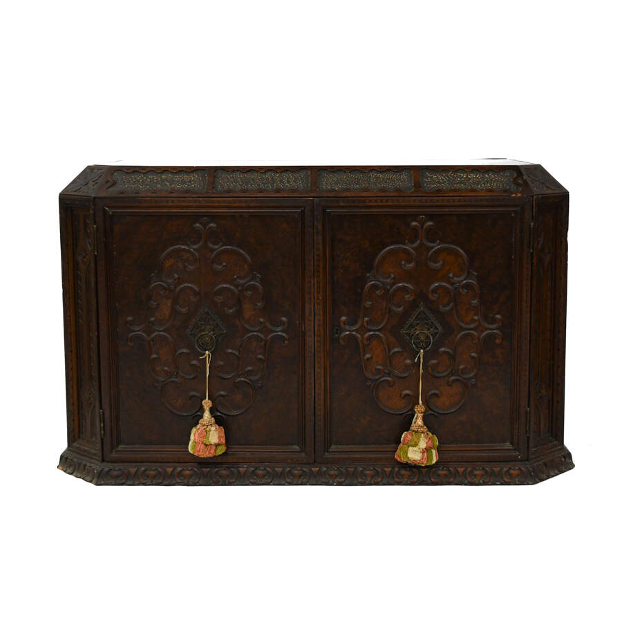 Chinese Carved Medallion Sideboard Cabinet-1