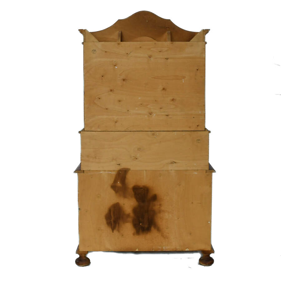 Antique Inlaid Baroque Walnut and Burl Tabernacle Secretary-7