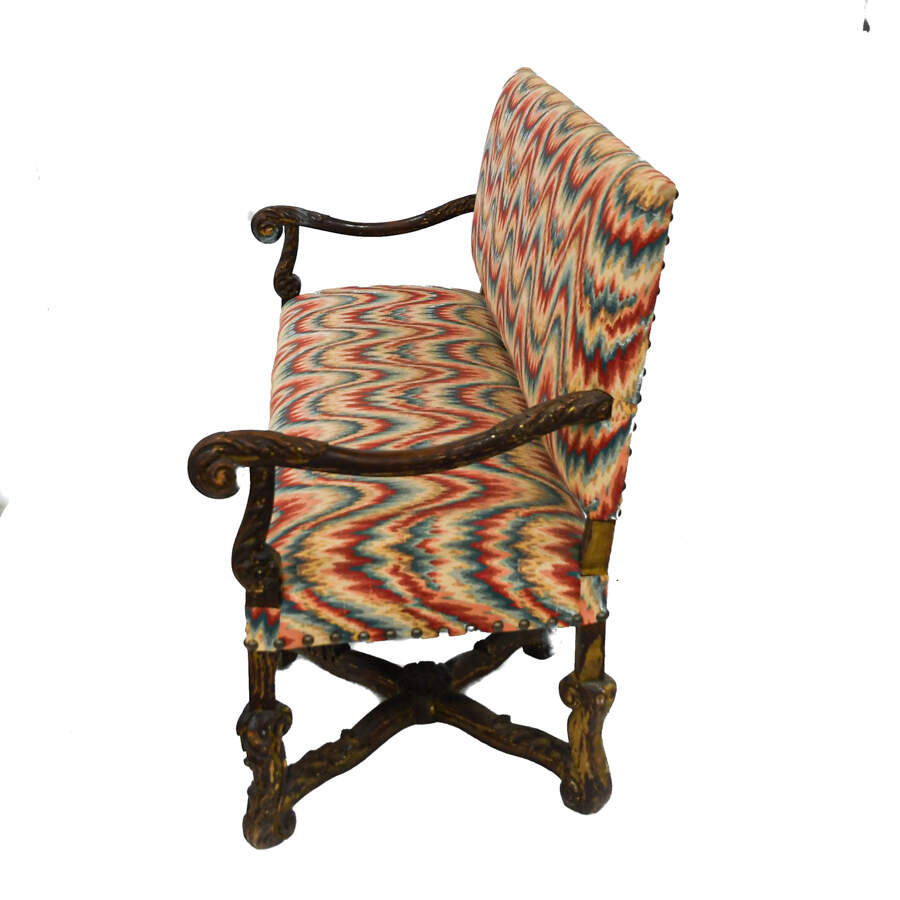 Antique German Walnut and Upholstered Sofa-5