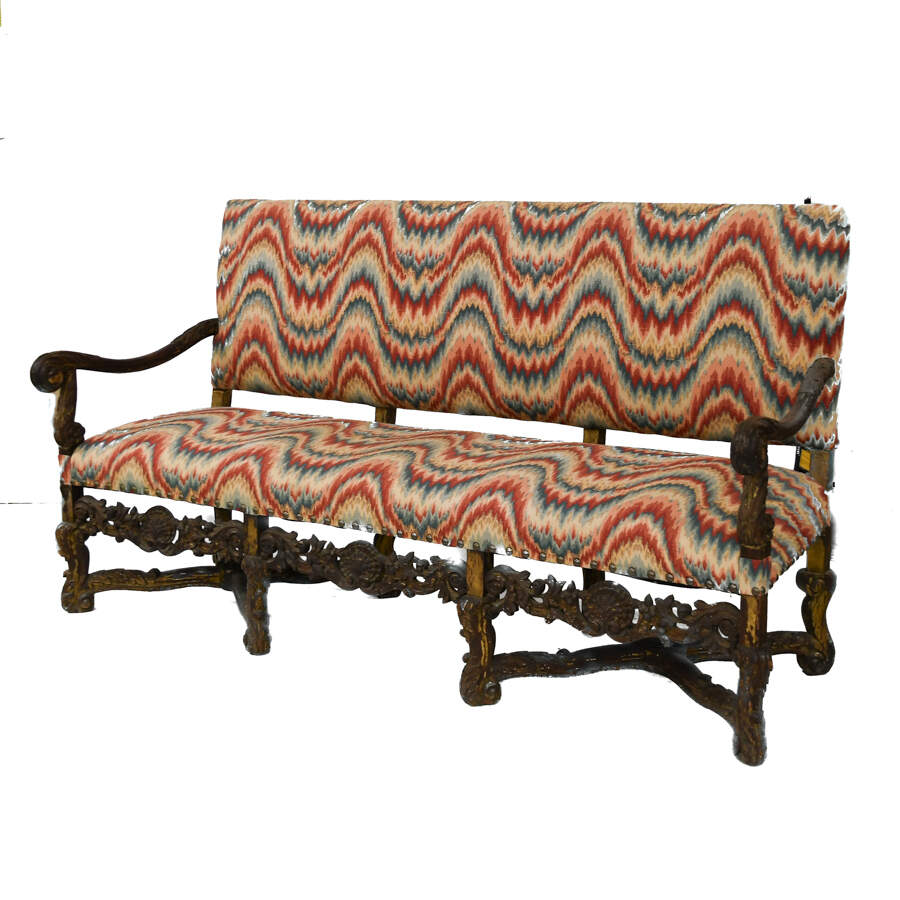 Antique German Walnut and Upholstered Sofa-4