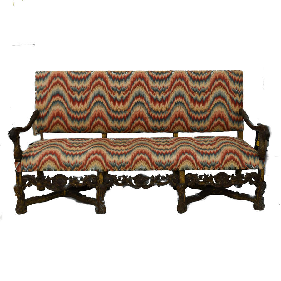 Antique German Walnut and Upholstered Sofa-1