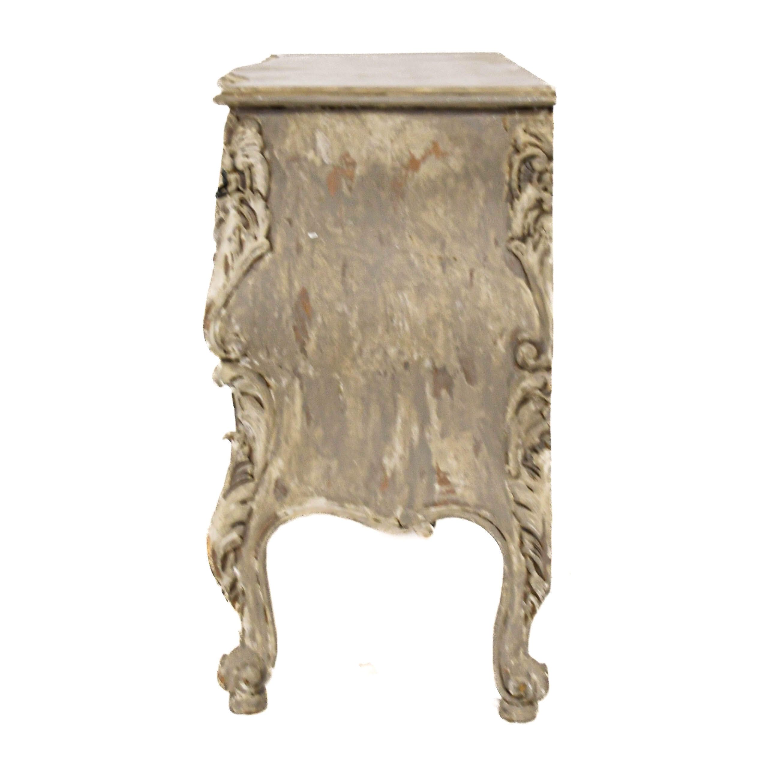 Antique Distressed Painted Serpentine Dresser-5