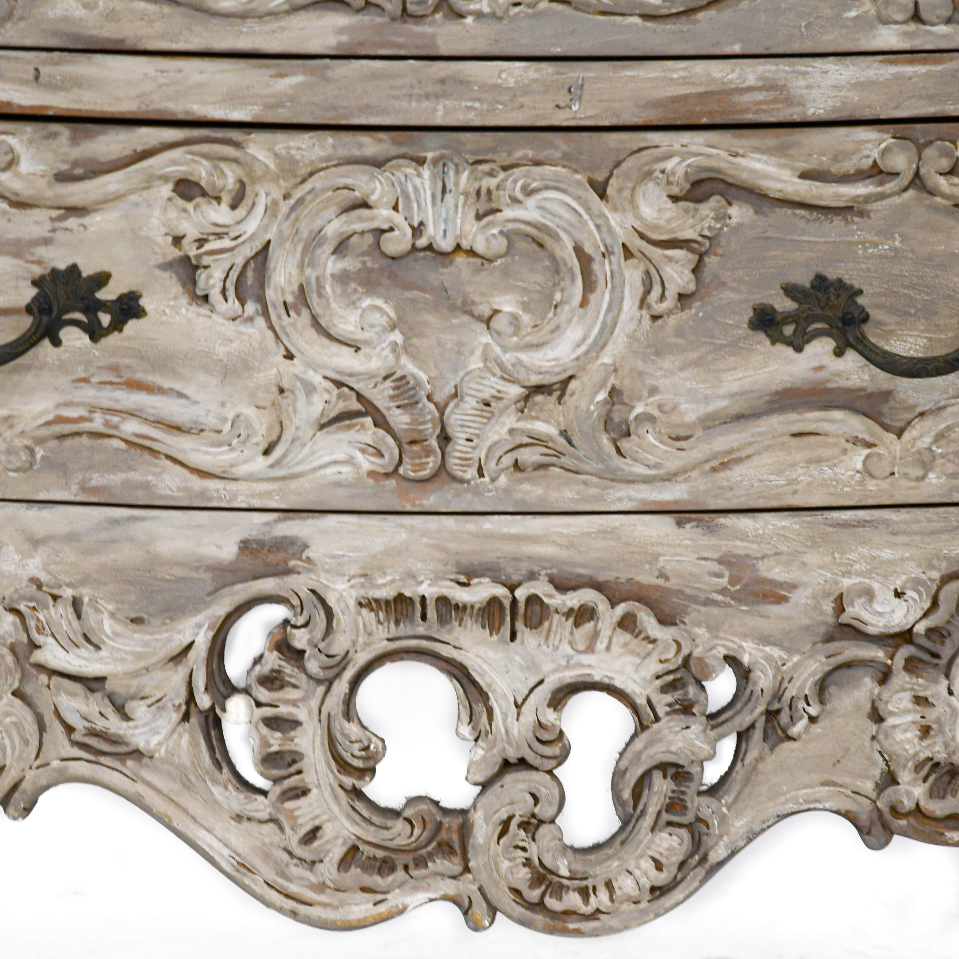 Antique Distressed Painted Serpentine Dresser-2