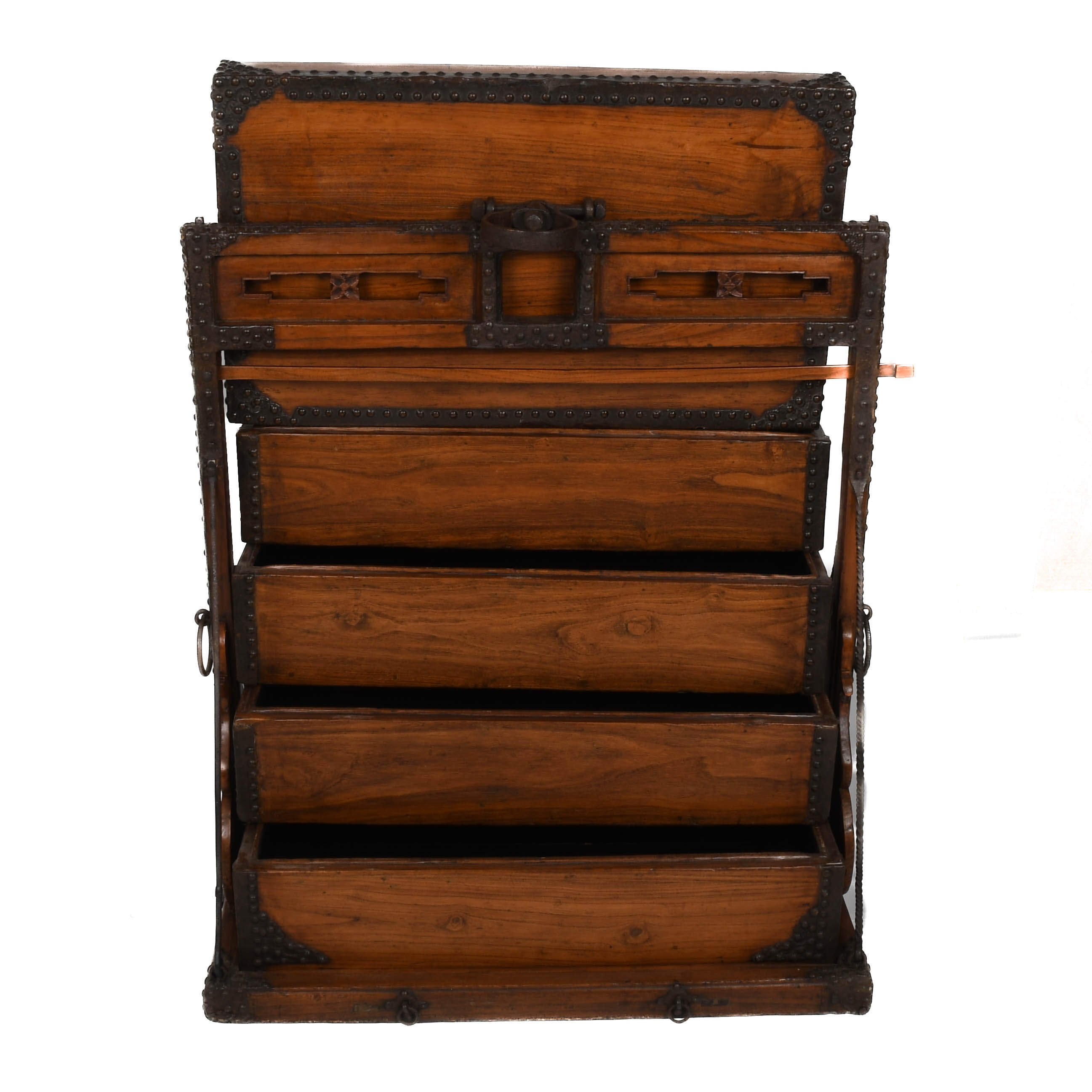 Chinese Wood and Wrought Iron Wedding Chest-2