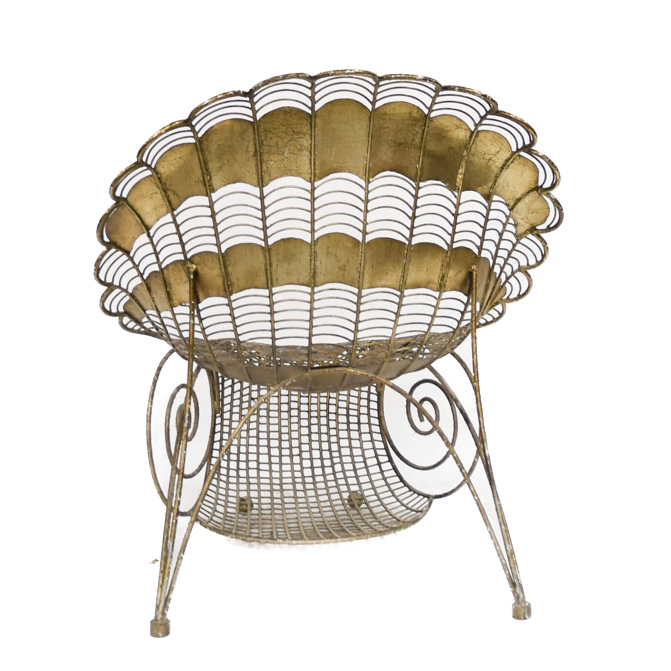 Large Wrought Iron Chair with Peacock Design-6