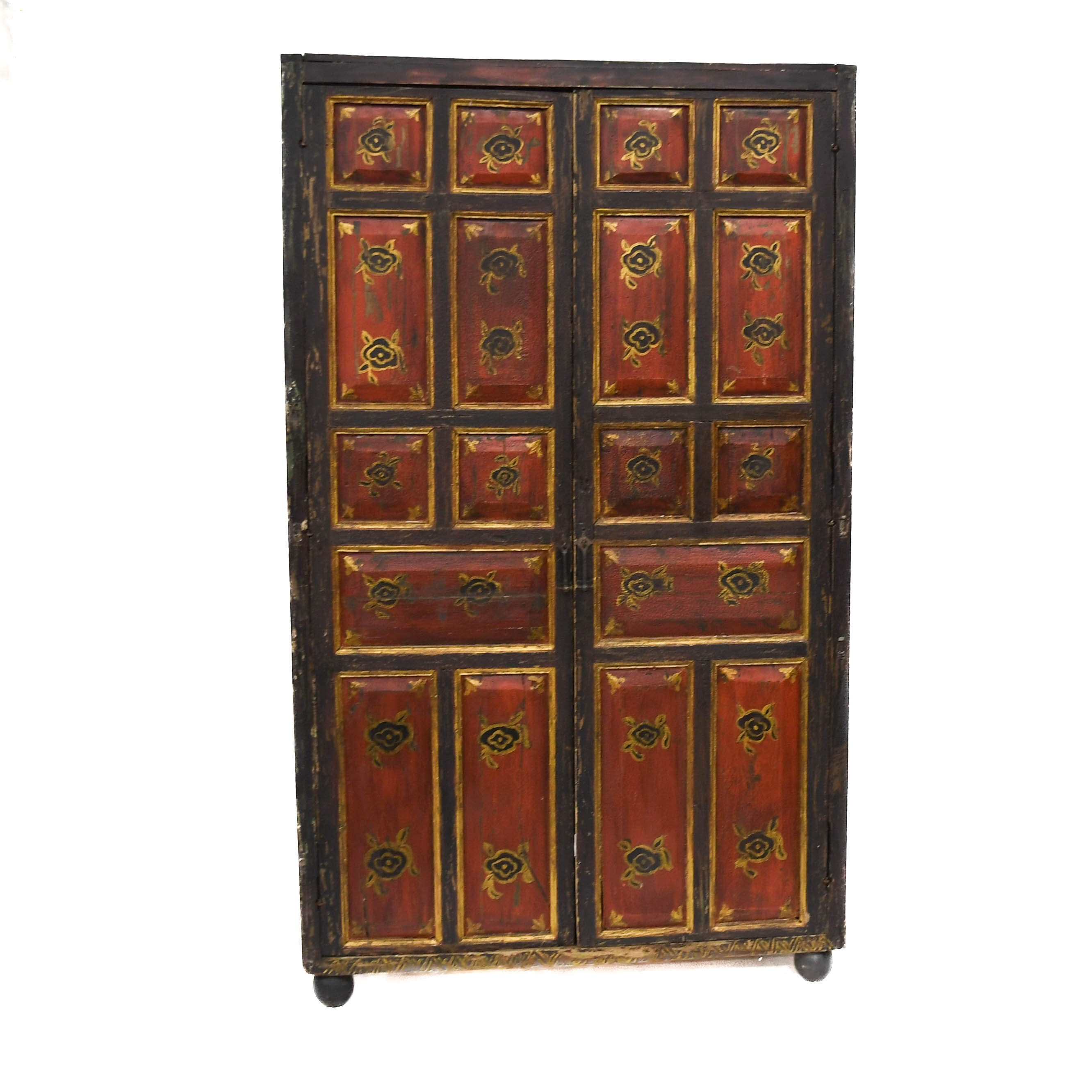 Antique Rustic Red and Black Cabinet-2
