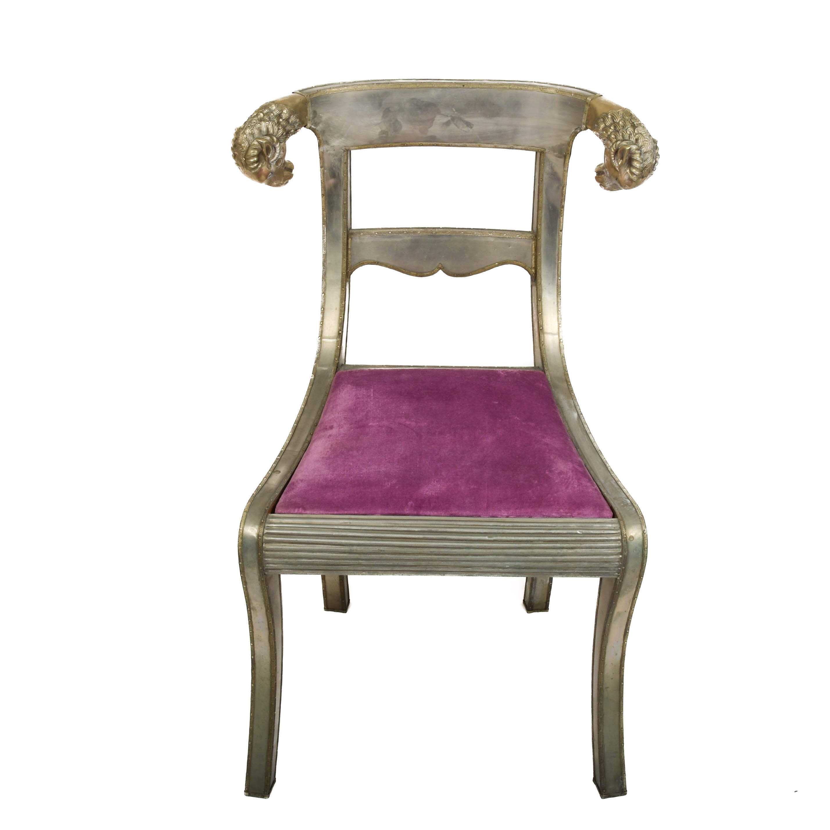 Silvered Anglo-Indian Wedding Chair with Ram's Head Motifs-2