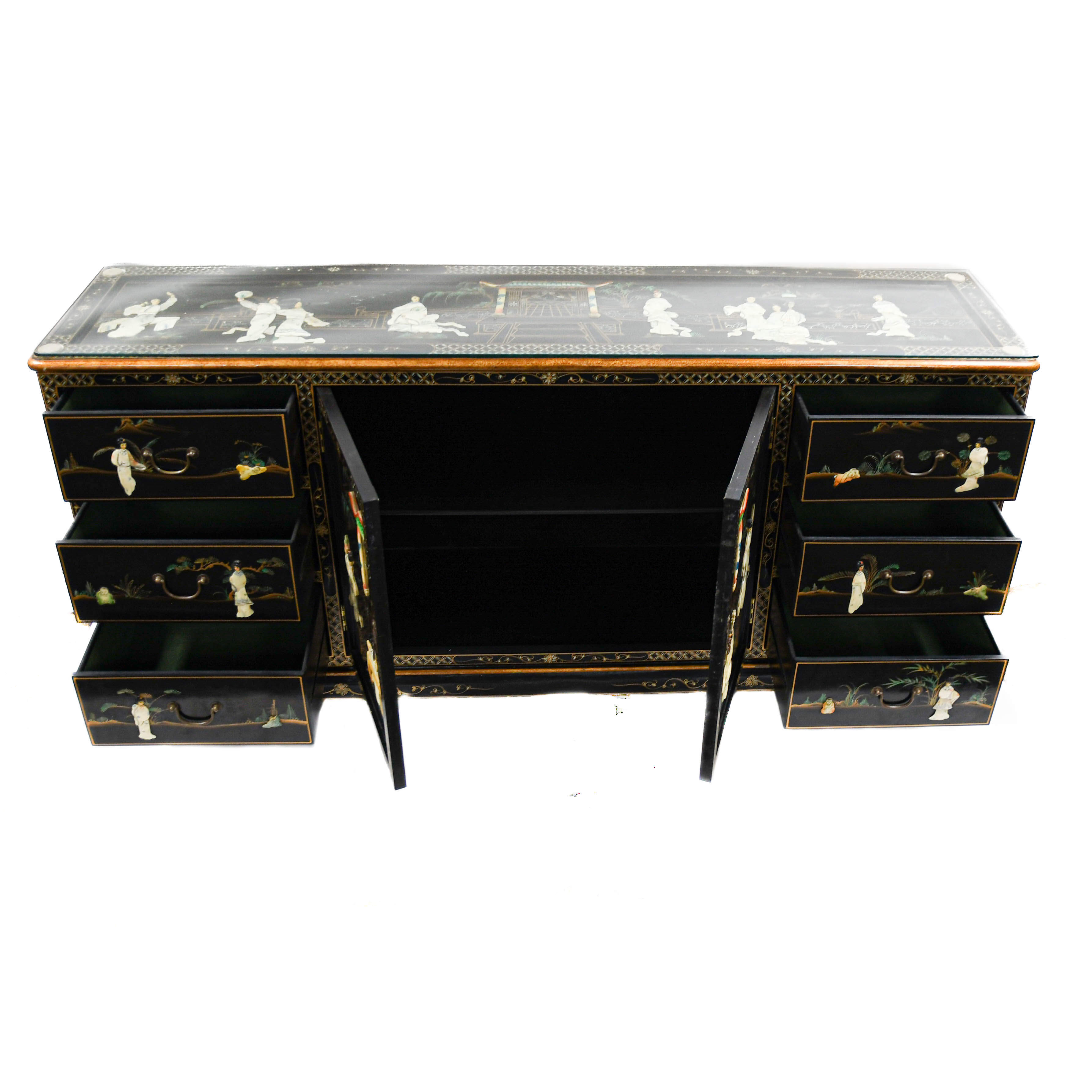 China Cabinet Sideboard with Mother of Pearl Inlay-3