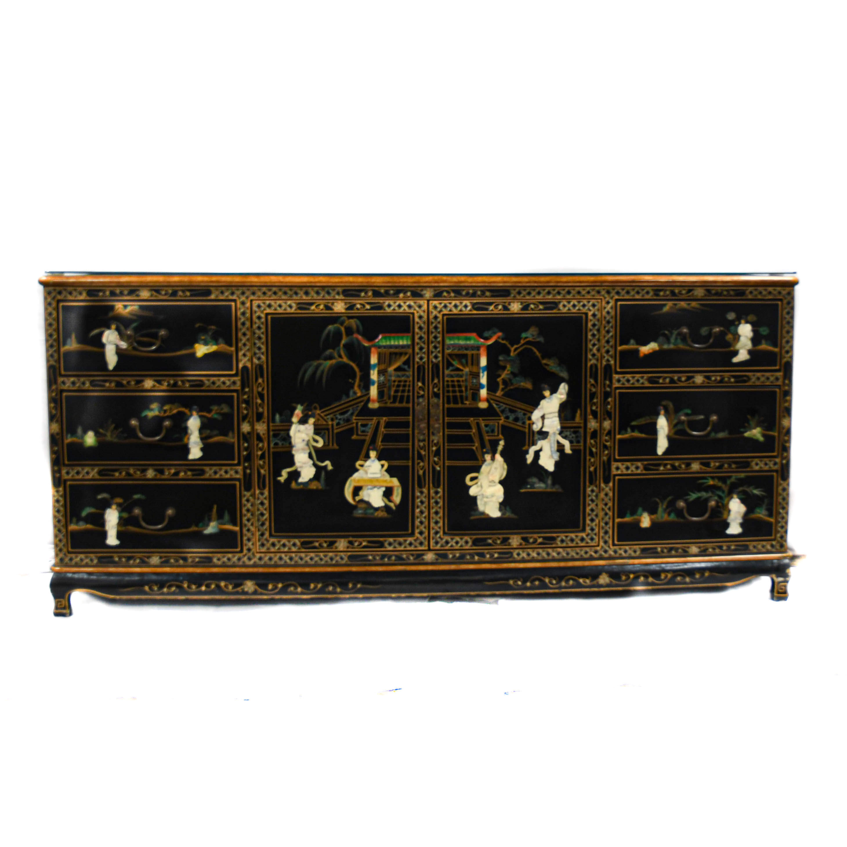China Cabinet Sideboard with Mother of Pearl Inlay-1