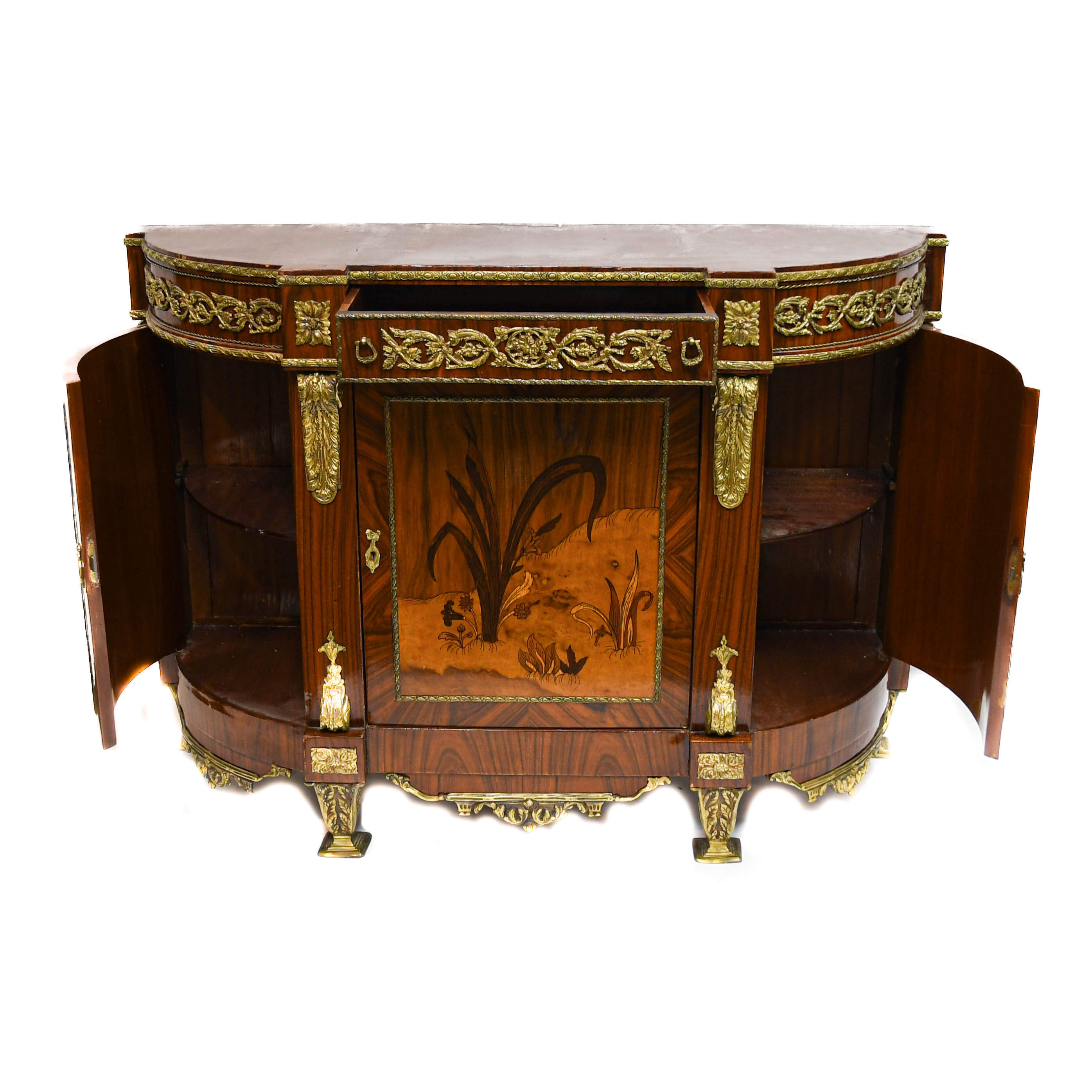 Napolean III Style Marquetry Inlay Credenza-6