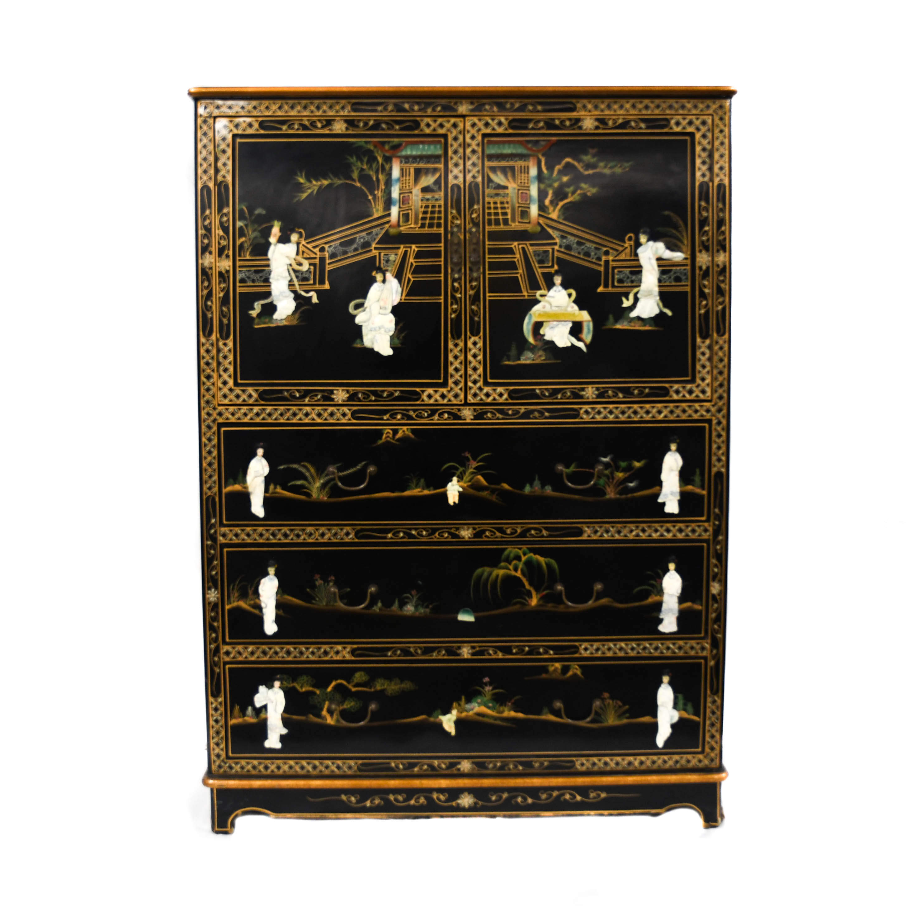 Chinese Black Locker and Mother of Pearl Cabinet-1