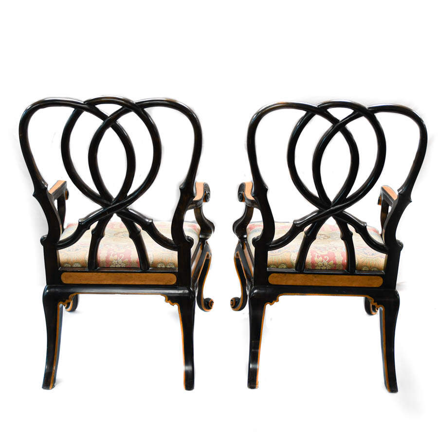 Pair of Georgina Ribbon Back Arm Chairs-2