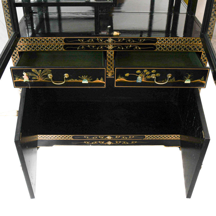 Chinese Black Lacquer and Mother of Pearl Cabinet-6