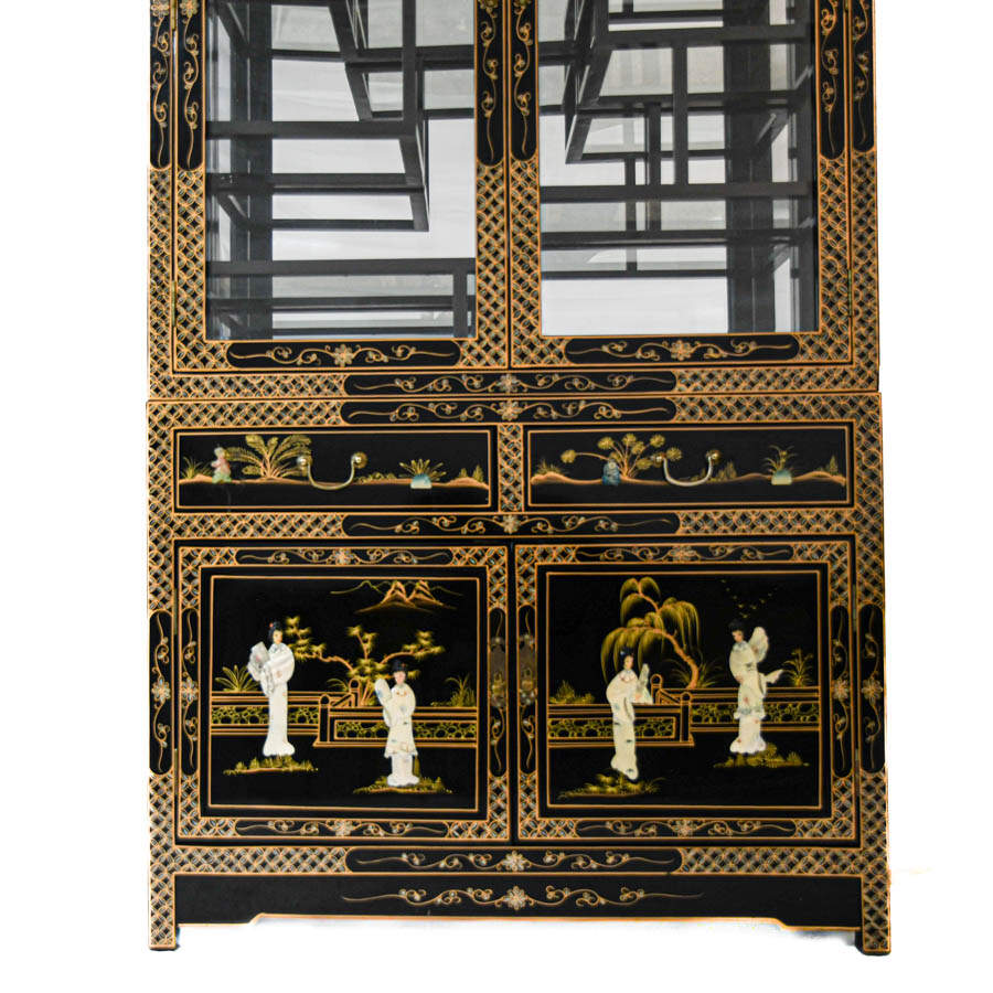 Chinese Black Lacquer and Mother of Pearl Cabinet-2