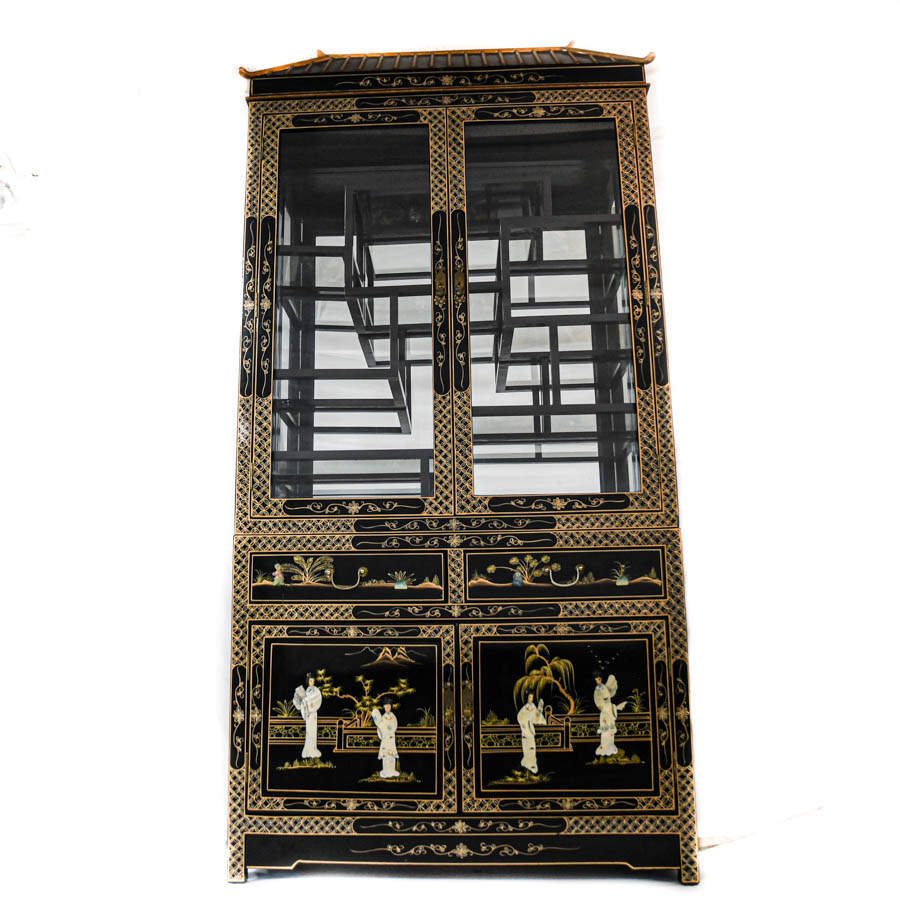 Chinese Black Lacquer and Mother of Pearl Cabinet-1